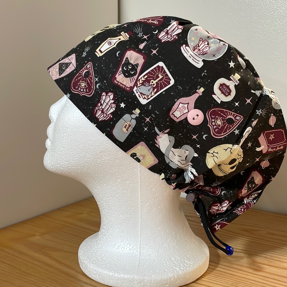 Women’s Euro Scrub cap; Fall/Halloween/Magic; new
